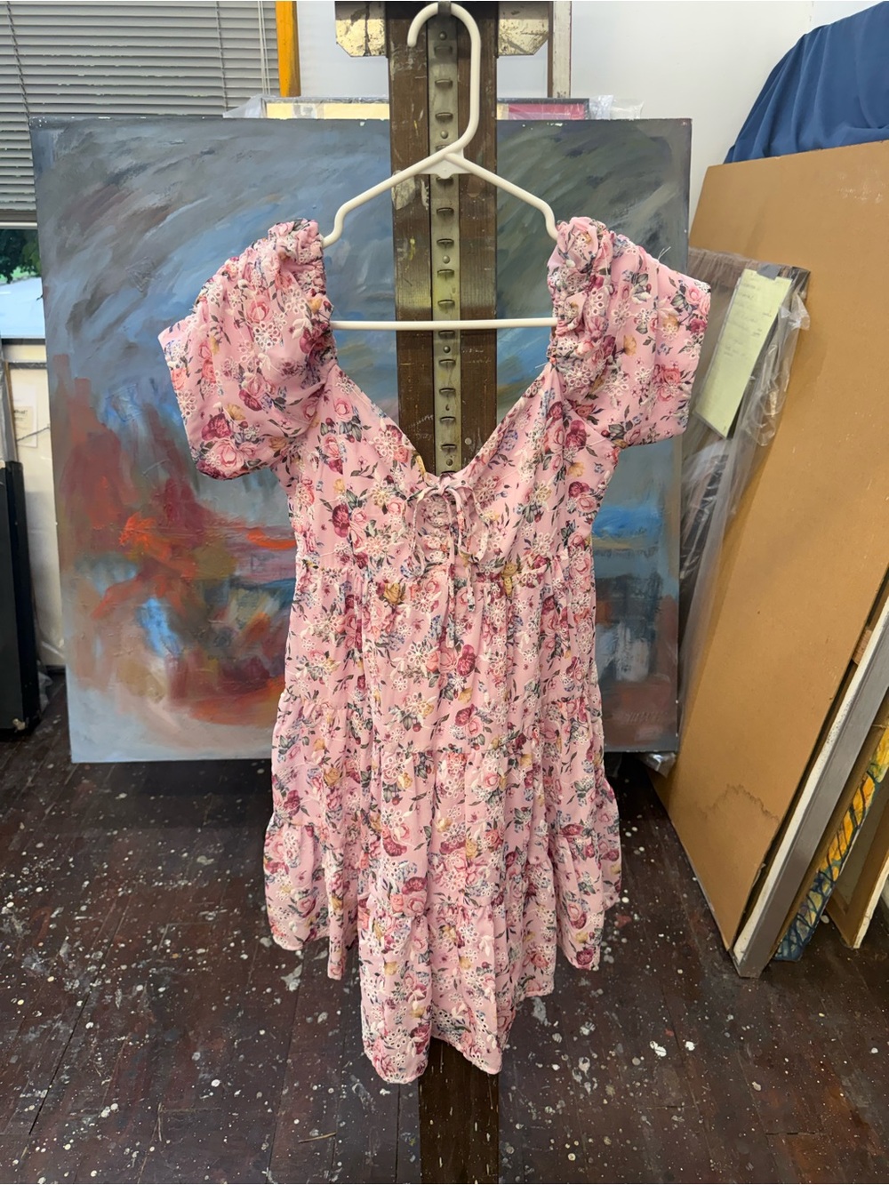 Blue Rain Pink Floral Tie-Front Dress